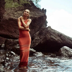 ACACIA Racerback Maxi Tank Dress In Mauve Size S